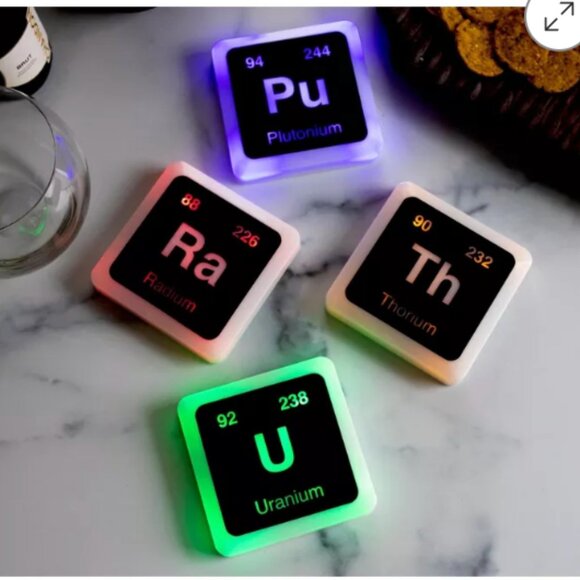 Toynk Radioactive Elements Periodic Table Glowing Light-Up Drink Coasters - Picture 2 of 8